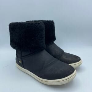 Faux Fur Ankle Boots with Side Zip Closure Black Girl's 13